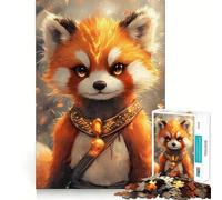 Puzzle da 1000 pezzi con panda rosso e dettagli dorati per ragazzi, gioco di puzzle stimolante per il relax, ritagli nitidi, regalo per le festività (38x26cm)
