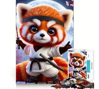 Puzzle da 1000 pezzi con panda rosso e samurai giapponesi per adulti, gioco intelligente, rilassante e divertente, con motivo da assemblare, regalo perfetto (38x52cm)