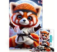 Puzzle da 1000 pezzi con panda rosso e samurai giapponesi per ragazzi, gioco intelligente per interni, taglio preciso, (50x75cm)