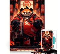 Puzzle da 1000 pezzi con panda rosso e samurai per adolescenti, gioco di puzzle per allenare la mente, gioco di gruppo, arte da assemblare, regalo classico (38x26cm)
