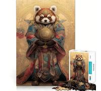 Puzzle da 1000 pezzi con panda rosso e samurai per adulti, gioco intelligente, tranquillo, con un motivo rilassante da assemblare, (38x52cm)