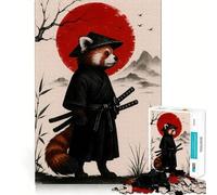 Puzzle da 1000 pezzi con panda rosso e samurai, sole rosso, ideale per ragazzi, stimola la memoria, facile da realizzare, con bordi puliti, perfetto per Natale (38x26cm)