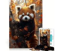Puzzle da 1000 pezzi con panda rosso in autunno per adulti, gioco di logica, rilassante e di precisione, ideale come regalo di Babbo Natale (50x75cm)