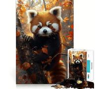 Puzzle da 1000 pezzi con panda rosso in autunno per adulti, gioco intelligente, rilassante e divertente, ideale per assemblare un puzzle Regalo perfetto (38x26cm)