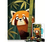 Puzzle da 1000 pezzi con panda rosso nascosto nella foresta di bambù, ideale per ragazzi, un gioco rilassante e distensivo, con bordi precisi (38x26cm)