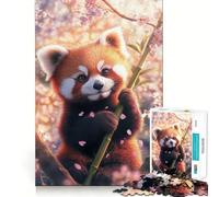 Puzzle da 1000 pezzi con panda rosso tra i ciliegi in fiore, ideale per ragazzi, gioco di logica, rilassante e divertente, con bordi ben definiti, perfetto come decorazione da parete (38x52cm)