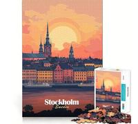 Puzzle da 1000 pezzi con panorama di Stoccolma al tramonto, ideale per adulti Perfetto per migliorare la memoria, per il tempo libero, con bordi precisi e ideale come regalo per le festività 38x26cm