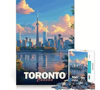 Puzzle da 1000 pezzi con panorama di Toronto al tramonto, ideale per adulti Gioco intelligente per interni, taglio liscio, perfetto per scegliere il desiderio di Babbo Natale 50x75cm