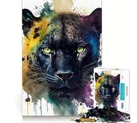 Puzzle da 1000 pezzi con pantera ad acquerello per adulti,ideale per allenare la mente Pezzi ben tagliati e senza sbavature Attività di gruppo emozionante (38x52cm)
