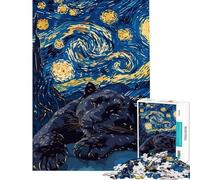 Puzzle da 1000 pezzi con pantera in una notte stellata Gioco rilassante per adulti ideale per analisi e logica perfetto come regalo per tutta la famiglia (dimensioni 38x26cm)
