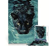 Puzzle da 1000 pezzi con pantera nera che nuota nell'acqua, ideale per adolescenti, stimolante per la mente, per un relax consapevole, con bordi lisci e un'elegante idea regalo per Natale (38x52cm)