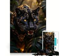 Puzzle da 1000 pezzi con pantera nera decorata nella giungla per ragazzi, gioco che stimola la logica e allevia lo stress, con bordi di qualità, ideale come regalo di Babbo Natale (38x52cm)