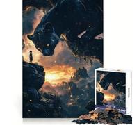 Puzzle da 1000 pezzi con Pantera Nera e Bambino per adolescenti, stimolante per il benessere mentale, svago e piacere, perfetto da incastrare e regalare (50x75cm)