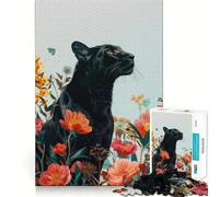 Puzzle da 1000 pezzi con pantera nera e soggetto botanico,incastro perfetto,attività di gioco intelligente,divertimento per il tempo libero,regalo di compleanno 50x75cm