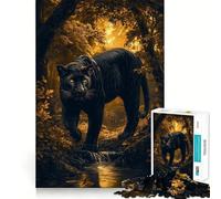 Puzzle da 1000 pezzi con Pantera Nera nella Foresta,accurato e divertente,stimola la mente,ideale per momenti di relax e come decorazione natalizia 50x75cm