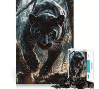 Puzzle da 1000 pezzi con pantera nera nella foresta,gioco di precisione con bordi perfetti,giocattolo per allenare la mente,divertimento a ritmo lento,regalo di compleanno 50x75cm
