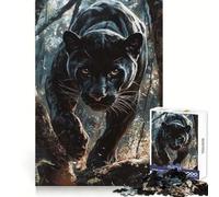 Puzzle da 1000 pezzi con pantera nera nella foresta per adulti, ideale per stimolare la mente, rilassare e divertirsi Taglio preciso Regalo di Natale perfetto (38x52cm)