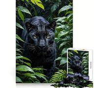 Puzzle da 1000 pezzi con pantera nera nella lussureggiante vegetazione della giungla, ideale per adolescenti Un gioco stimolante per la mente, per un relax consapevole Bordi lisci Elegante regalo