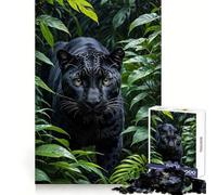 Puzzle da 1000 pezzi con pantera nera nella lussureggiante vegetazione della giungla, per adulti, per stimolare la riflessione e regalare momenti di relax Bordi di alta qualità Regalo per le vacanze