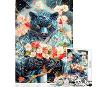 Puzzle da 1000 pezzi con pantera nera samurai e animali ideale per divertirsi a casa per passare il tempo decorare la casa e rafforzare l'amore tra le coppie (26x38cm)