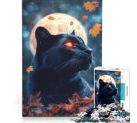 Puzzle da 1000 pezzi con Pantera Nera sotto la Luna Piena, decorazione da parete, regalo di compleanno, compleanno e Natale 38x26cm
