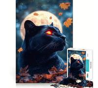 Puzzle da 1000 pezzi con Pantera Nera sotto la Luna Piena Gioco di precisione,stimolante per la mente,ideale per momenti di relax,regalo di Natale 38x52cm
