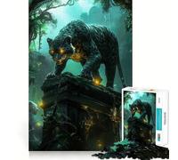 Puzzle da 1000 pezzi con Pantera Nera su antiche rovine,taglio preciso,gioco di logica,gioco rilassante,decorazione natalizia per la casa 50x75cm