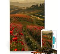 Puzzle da 1000 pezzi con papaveri rossi in Toscana per ragazzi, gioco di puzzle stimolante, rilassante, con dettagli nitidi, ideale come regalo per le festività (50x75cm)