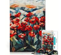 Puzzle da 1000 pezzi con papavero in un campo, stile cubista, ideale per adolescenti Migliora la memoria, favorisce il rilassamento mentale e crea un regalo creativo (38x26cm)