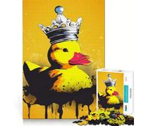Puzzle da 1000 pezzi con paperella di gomma e corona per adulti, ideale per rafforzare la memoria, alleviare lo stress e creare un'atmosfera piacevole Sorpresa di compleanno (50x75cm)