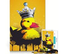 Puzzle da 1000 pezzi con paperella di gomma e corona per ragazzi, gioco di logica stimolante, momento di relax, bordi trasparenti, regalo creativo (38x52cm)
