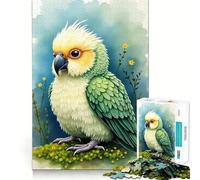 Puzzle da 1000 pezzi con pappagallo ad acquerello e fiori gialli per adulti,gioco di memoria,incastro perfetto senza spazi vuoti,attività rilassante per pause mentali (38x52cm)