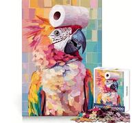 Puzzle da 1000 pezzi con pappagallo e cappello di carta igienica ideale per adolescenti per rafforzare la memoria perfetto per la casa e il tempo libero con bordi puliti e un regalo prezioso (50x75cm)
