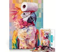 Puzzle da 1000 pezzi con pappagallo e cappello di carta igienica ideale per adolescenti per rafforzare la memoria perfetto per la casa e il tempo libero con bordi puliti e un regalo prezioso (50x75cm)