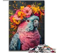 Puzzle da 1000 pezzi con pappagallo e fiori per adulti, regali, giochi rilassanti che migliorano l'amore tra coppie per bambini dai 14 anni in su (50x75cm)