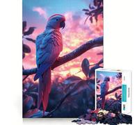 Puzzle da 1000 pezzi con pappagallo e tramonto, ideale per adolescenti, per rafforzare la memoria, perfetto per la casa e il tempo libero, con bordi puliti e un regalo prezioso (38x26cm)