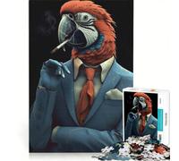 Puzzle da 1000 pezzi con pappagallo in abito da lavoro gioco rilassante antistress intellettuale collezione d'artista belle arti 50x75cm
