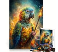 Puzzle da 1000 pezzi con pappagallo mago e bacchetta magica per ragazzi, gioco di logica, svago e divertimento, taglio di alta qualità, regalo pensato con cura (50x75cm)