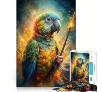 Puzzle da 1000 pezzi con pappagallo mago e bacchetta magica per ragazzi, gioco di logica, svago e divertimento, taglio di alta qualità, regalo pensato con cura (50x75cm)