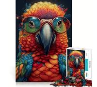 Puzzle da 1000 pezzi con pappagallo, occhiali e stelle, ideale per ragazzi, gioco di intelletto, attività di gruppo, regalo memorabile e di qualità (38x26cm)