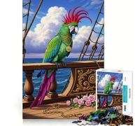 Puzzle da 1000 pezzi con pappagallo pirata sul ponte di una nave, ideale per ragazzi, stimola l'intelletto e permette di trascorrere del tempo in famiglia qualità (50x75cm)