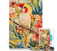 Puzzle da 1000 pezzi con pappagallo tra fiori tropicali, ideale per adolescenti, per rafforzare la memoria, perfetto per il tempo libero a casa, con bordi puliti e un regalo prezioso (38x52cm)