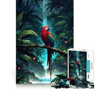 Puzzle da 1000 pezzi con pappagallo vivace in una lussureggiante giungla,ideale per ragazzi,gioco di concentrazione mentale,tagli di precisione con bordi lisci,perfetto come regalo di Natale (38x52cm)