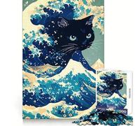 Puzzle da 1000 pezzi con parodia della Grande Onda e del Gatto Nero per adulti Puzzle che allena la memoria, ideale per momenti di relax, con tagli precisi e un regalo significativo (50x75cm)