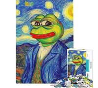 Puzzle da 1000 pezzi con parodia di Pepe the Frog e Notte Stellata ideale per adolescenti con tempismo perfetto per compleanni e Natale 38x26cm
