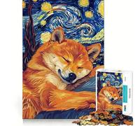 Puzzle da 1000 pezzi con parodia di Shiba Inu "Notte stellata" per adolescenti, gioco cognitivo, divertimento lento, bordo premium, Babbo Natale, scegli 50x75cm