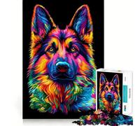 Puzzle da 1000 pezzi con pastore tedesco arcobaleno per adulti, ideale per stimolare la memoria, giocare in gruppo e creare un disegno a sorpresa per Natale (38x26cm)