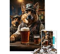 Puzzle da 1000 pezzi con pastore tedesco e cani da birra Attività divertenti da fare a casa gara di velocità manuale giochi educativi per maggiori di 14 anni Gioco di puzzle offerto (50x75cm)