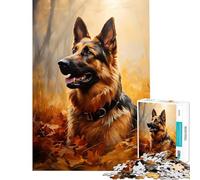 Puzzle da 1000 pezzi con pastore tedesco in autunno Un gioco avvincente per coltivare la pazienza rilassante e antistress Un'ottima idea regalo (Dimensioni 50x75cm)