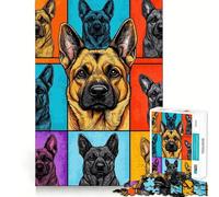 Puzzle da 1000 pezzi con pastore tedesco in stile Pop Art per adolescenti, ideale per stimolare la memoria, per il tempo libero a casa e per assemblare immagini Un regalo perfetto (38x26cm)